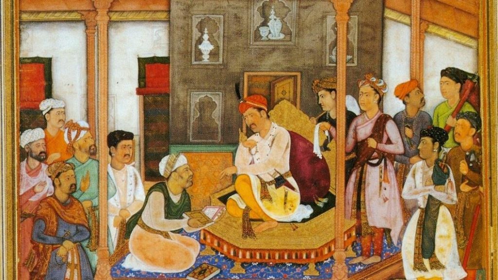 Mughal King Akbar’s Court. Poetry at the time was written in Persian or Urdu